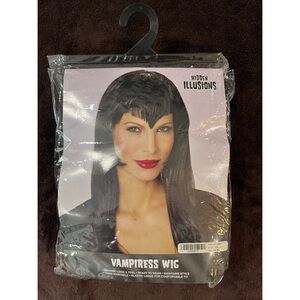 Halloween Costume Adult Long Black Vampiress Vampire Wig Theater Dress Up Play